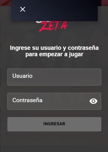 Casino Zeta iniciar sesión.